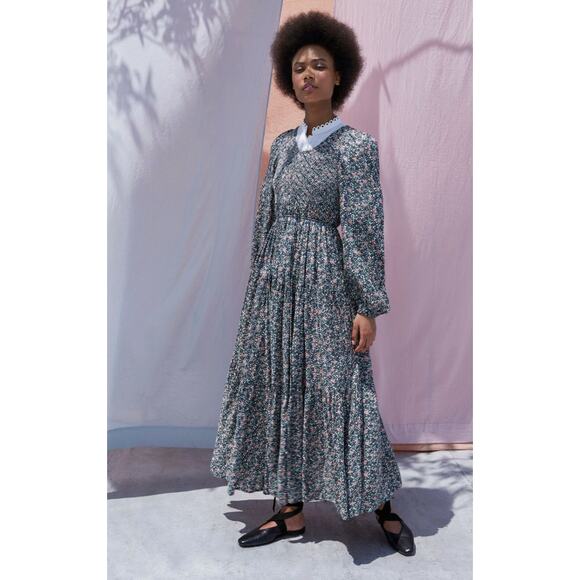 APIECE APART Olivas Dainty Floral Smocked Maxi Dress Women's Size Small - Picture 8 of 8